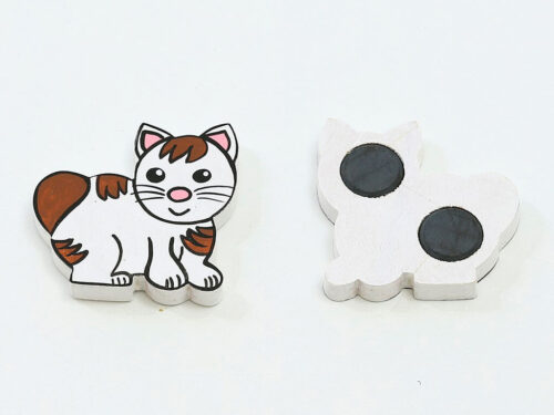 MAGNET-KOČIČKA BÍLO-HNĚDÁ